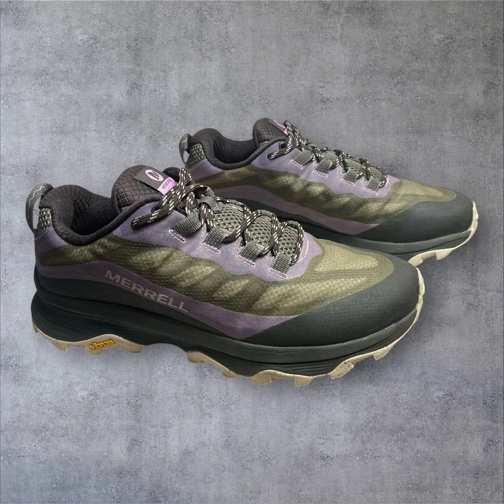 Merrell Moab Speed Hiking Shoes Sneakers Womens 9 Vibram Olive Green